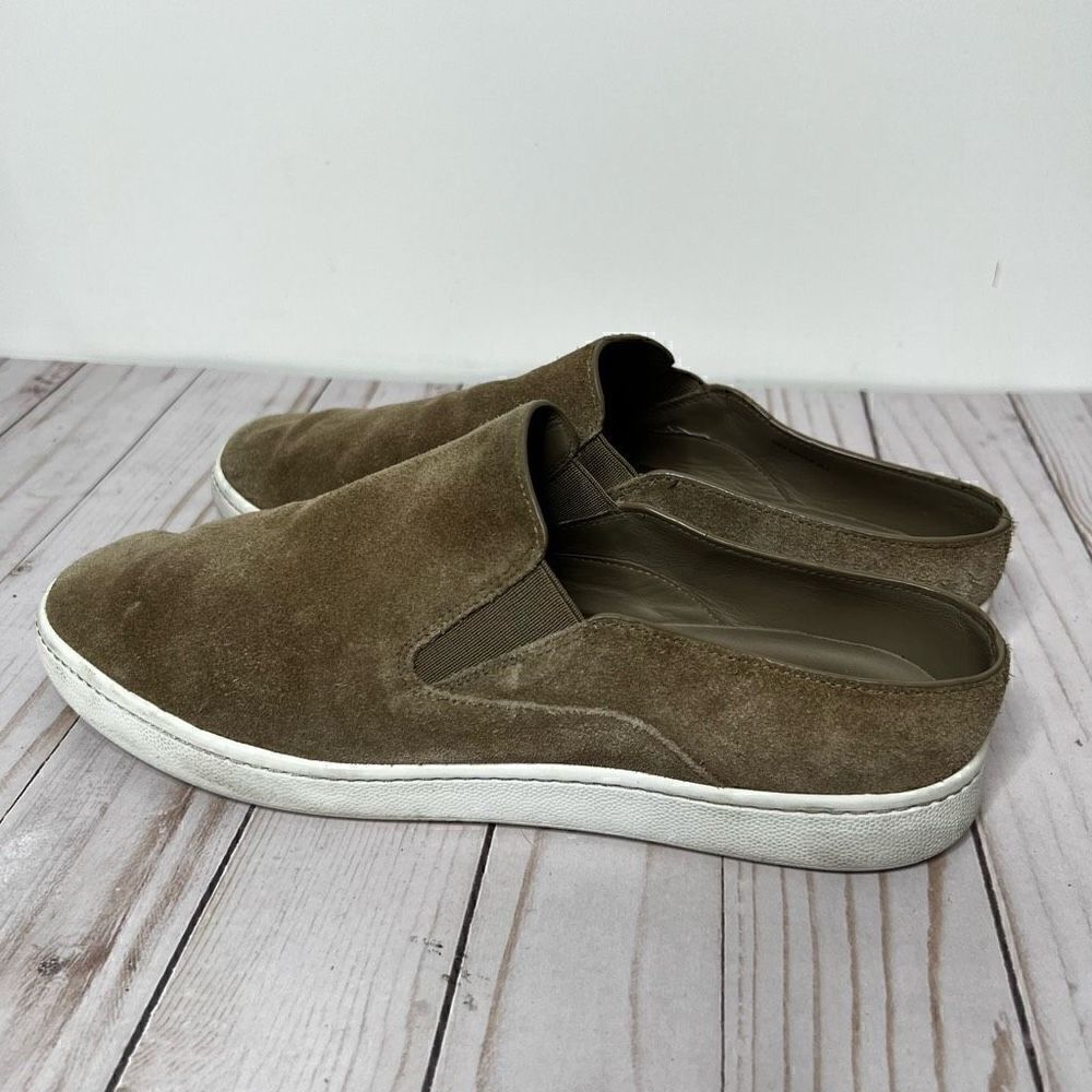 Vince Taupe Suede Mules Slip On